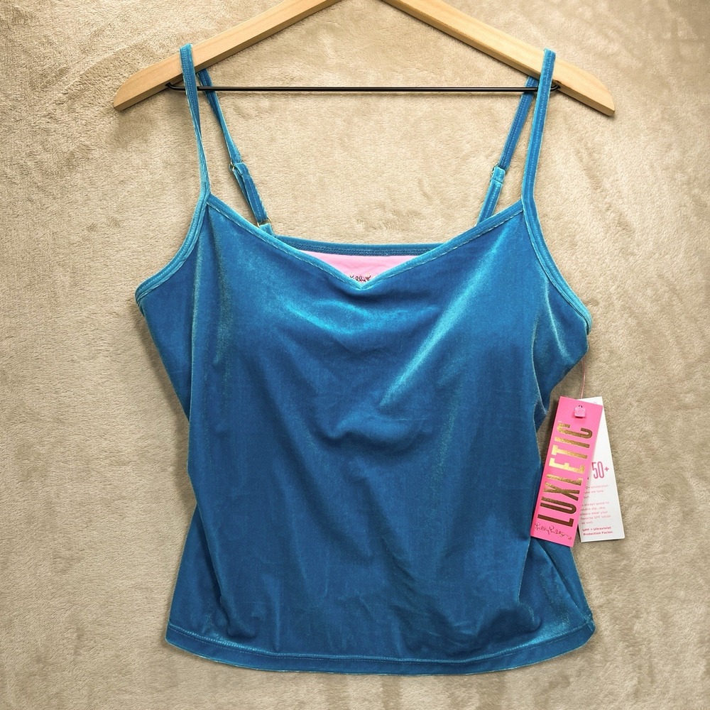 Lilly Pulitzer‎ Luxletic Tank Top M Women's Blue Velvet UPF 50 Sleeveless